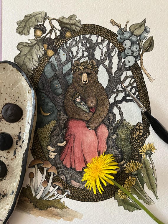 Bear Mother.  Limited Edition Giclee Print of Original Painting