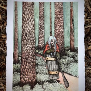 Giclee Print of Original Painting. Baba Yaga 6. 5x7 inches