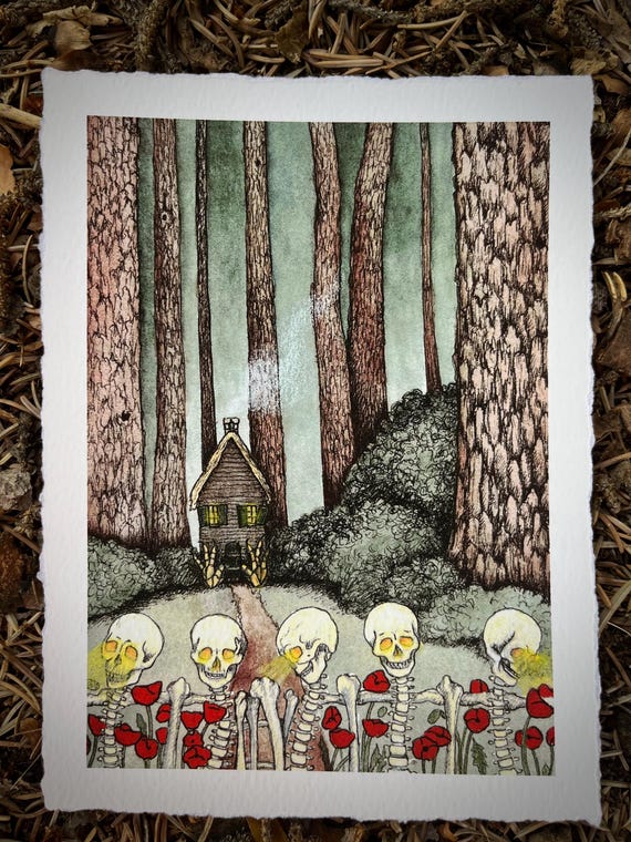 Giclee Print of Original Painting. Baba Yaga 5. 5x7 inches
