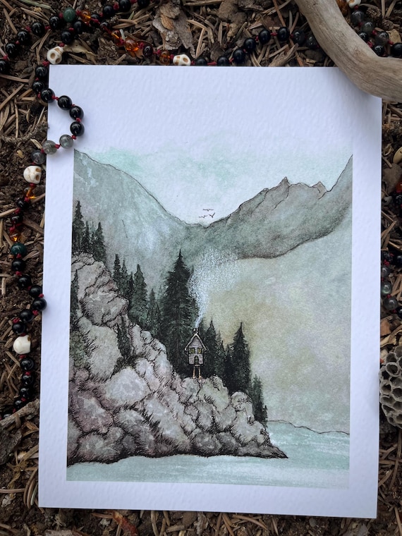 Giclee Print of Original Painting. Baba Yaga 4. 5x7 inches