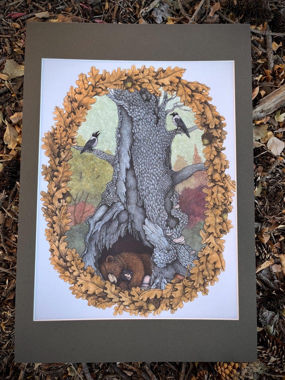 Limited Edition Giclee Print of Original Painting "Bear Father." 13x16 inches