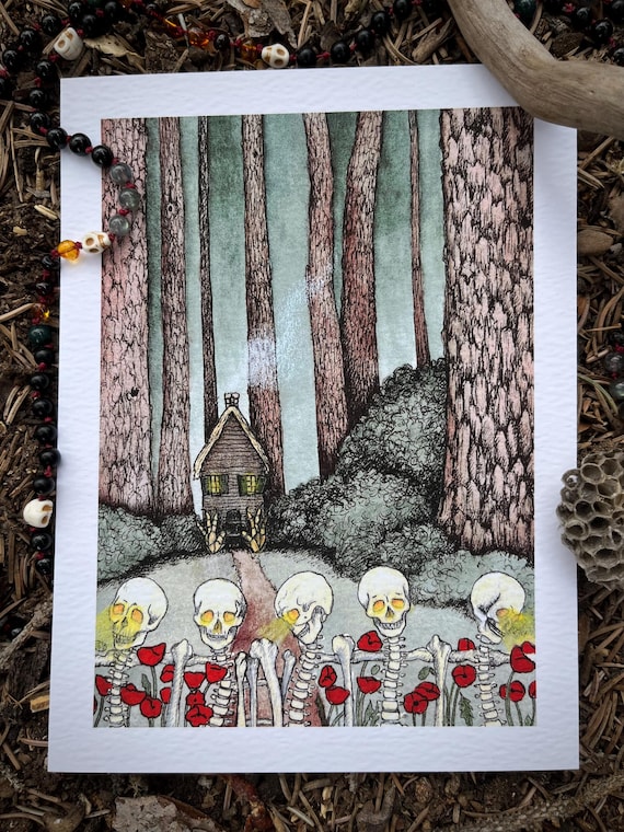 Giclee Print of Original Painting. Baba Yaga 5. 5x7 inches