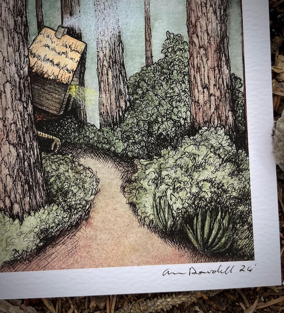 Giclee Print of Original Painting. Baba Yaga 3. 5x7 inches