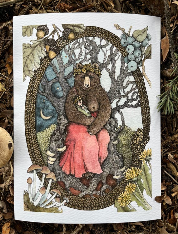 Bear Mother.  Limited Edition Giclee Print of Original Painting