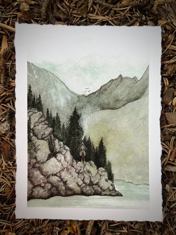 Giclee Print of Original Painting. Baba Yaga 4. 5x7 inches