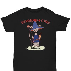 Dungeons and Cats Wizard dnd cats rpg gamer unisex t-shirt