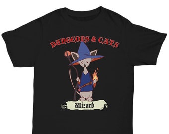 Dungeons and Cats Wizard dnd cats rpg gamer unisex t-shirt