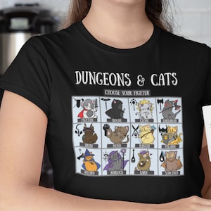 Dungeons and Cats Choose Your Fighter DnD RPG Unisex T-shirt