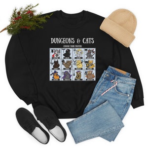 Dungeons and Cats Choose Your Fighter DnD RPG Unisex Heavy Blend Crewneck Sweatshirt