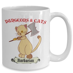 Dungeons and  Dragons Barbarian dnd cats ceramic coffee mug