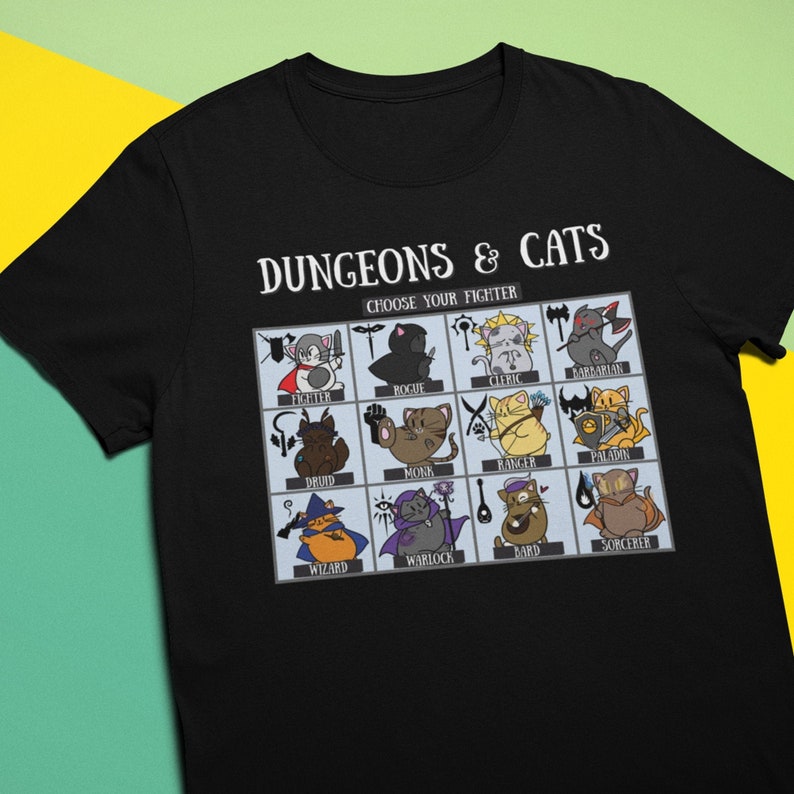 Dungeons and Cats Choose Your Fighter Dnd RPG Unisex Tshirt Etsy