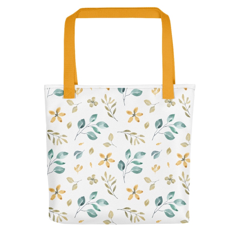 Cute Blue and Yellow Floral ladies womens flowers multi purpose Tote bag