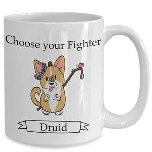 Dungeons and dogs corgi druid mug