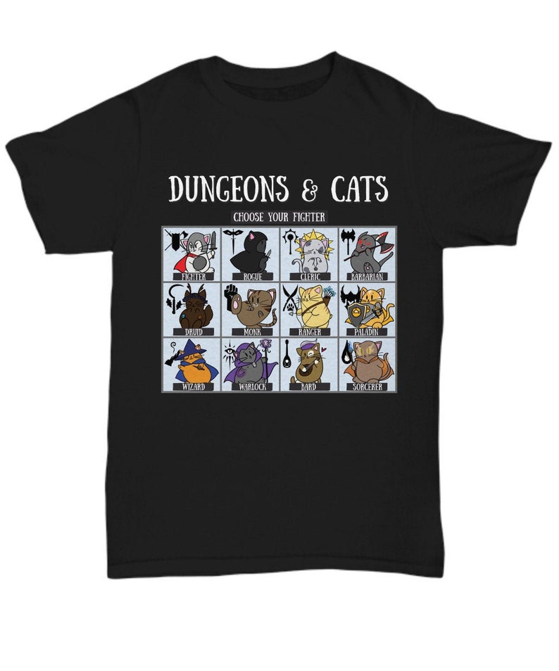 Dungeons and Cats Choose Your Fighter Dnd RPG Unisex Tshirt Etsy Australia