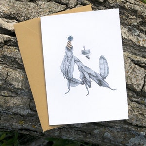 CARD - praying mantis, insect art, nature art, quirky, humor