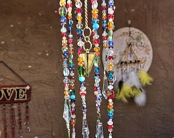 Rainbow crystal beaded wind chime