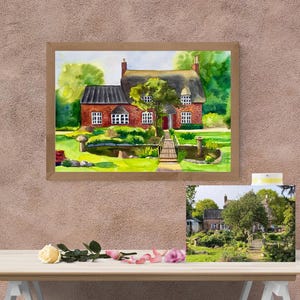Retrato de casa en acuarela personalizado: Casa pintada a mano a partir de una foto