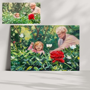Kundenspezifisches Ölgemälde von Ihrer Foto-Landschaft, Familienporträt, Haustier, Blumenstrauß
