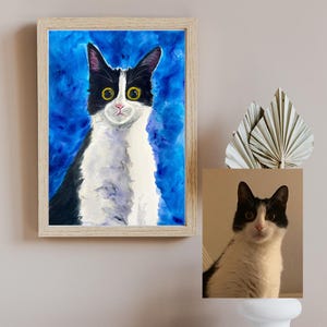 Personalisiertes Aquarell-Katzenportrait vom Foto: Handgemaltes Haustier-Denkmal