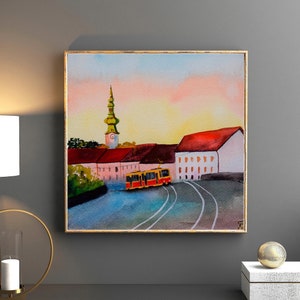 Pressburg Skyline Wandkunst, Slovak Skyline, Stadtbild Poster, Reise Geschenk für die Stadt
