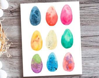 Easter Wall Art, Easter Eggs Print: Simple Watercolor Poster, Spring Nursery Decor