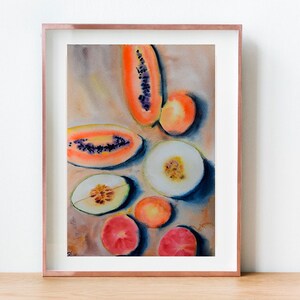 Fruits Watercolor Painting Digital Download, Digital Poster, Printable Wall Art, Kitchen Art