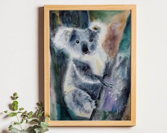 Koala printable wall art, Koala print, Australian animal poster, Digital download, Nursery decor, Kids Room Art