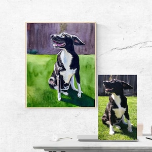 Kundenspezifisches Haustierporträt-Aquarellgemälde von Ihrem Foto, handgemaltes Hundeporträt