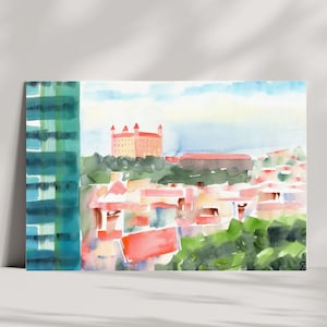 Bratislava Watercolor Print: Slovak Old Town Architecture Art
