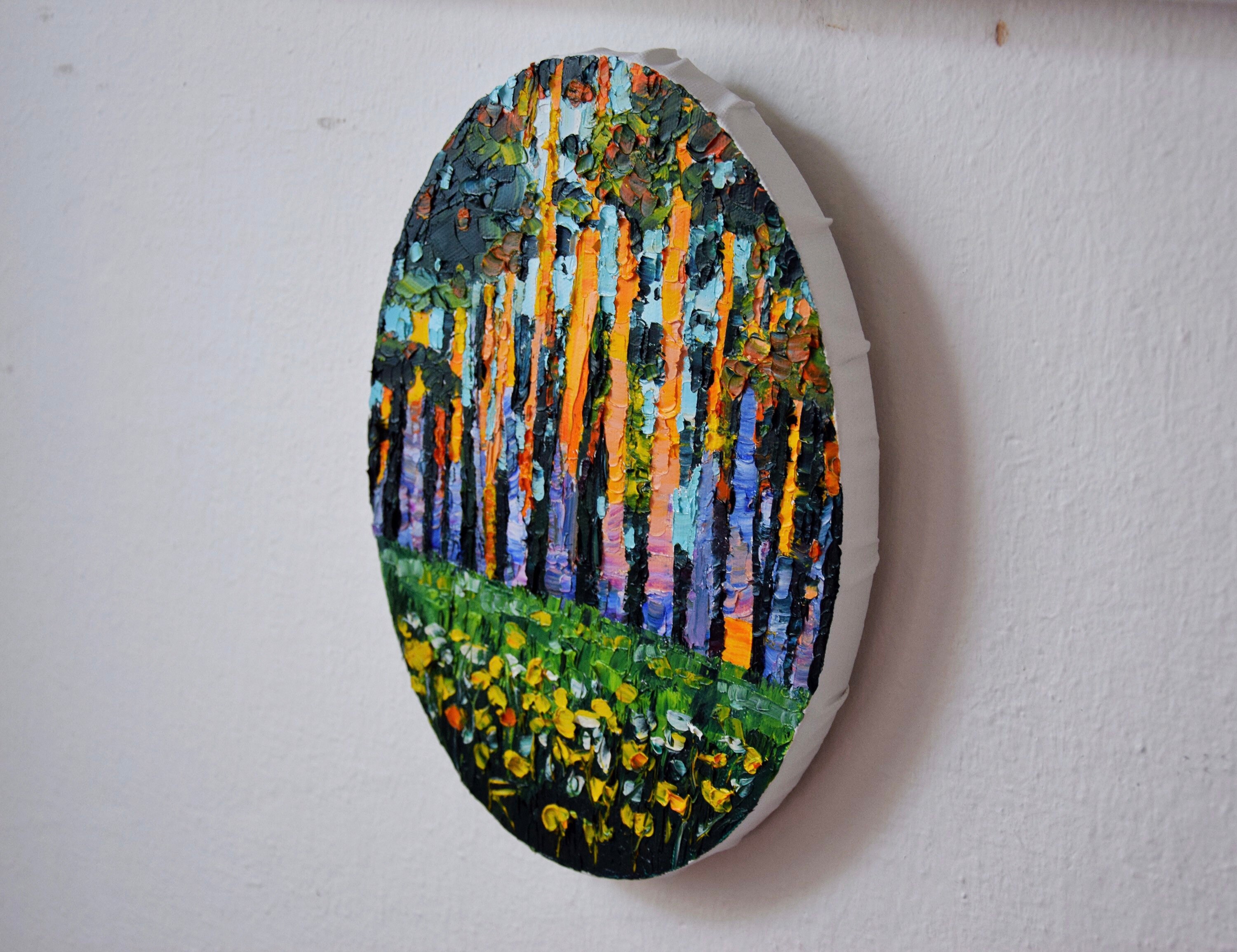 油彩画 秋　　 oil canvas 120cm x 70cm Oil painting LANDSCAPE SUMMER MOUNTAINS WITH FOREST ORIGINAL