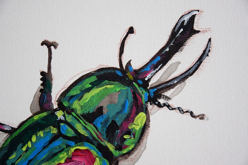 Bug wall art stag beetle art print insect acrylic original Etsy
