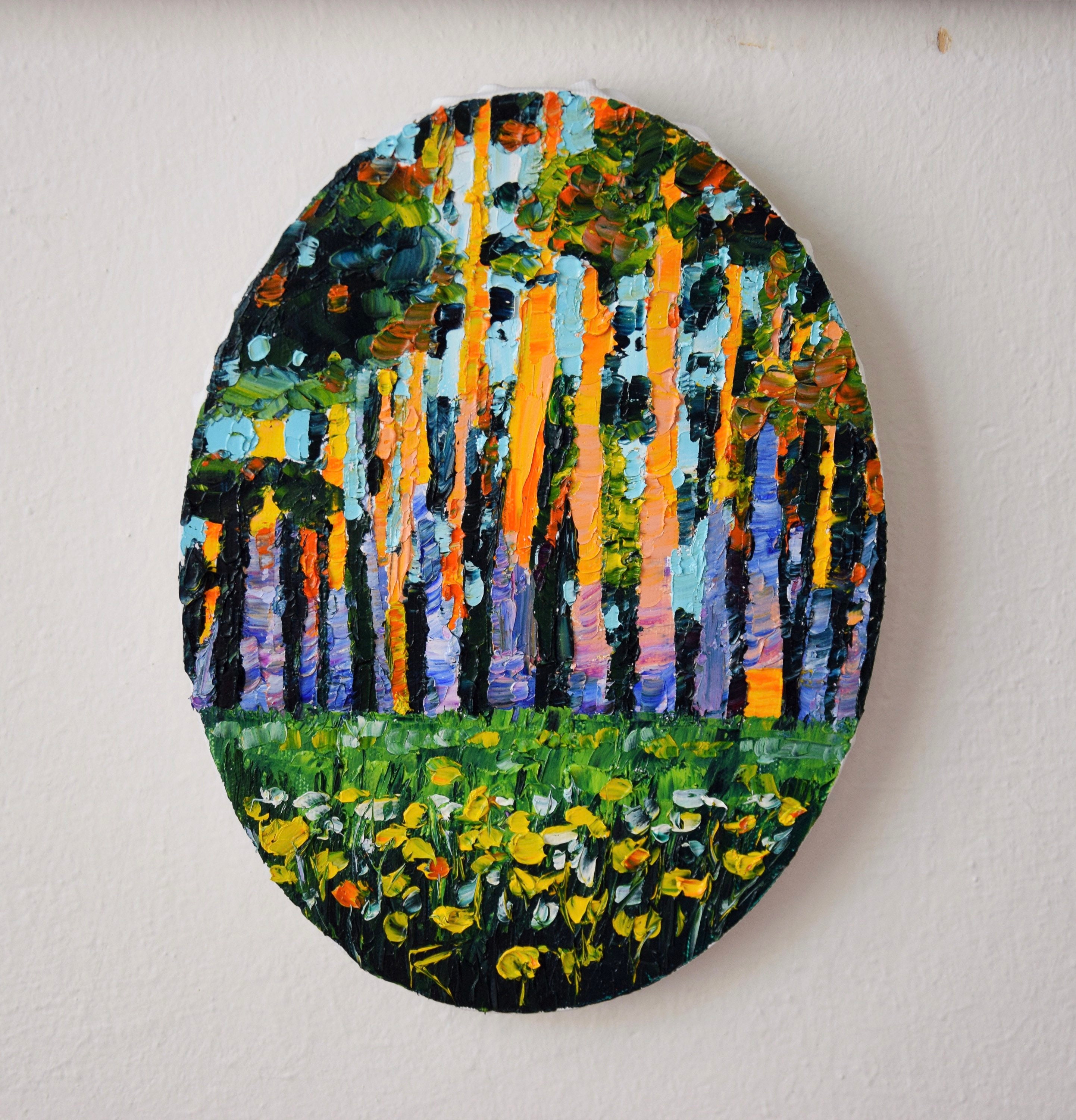 油彩画 秋　　 oil canvas 120cm x 70cm Oil Painting Rustic Countryside Nature Trees Water Cottage