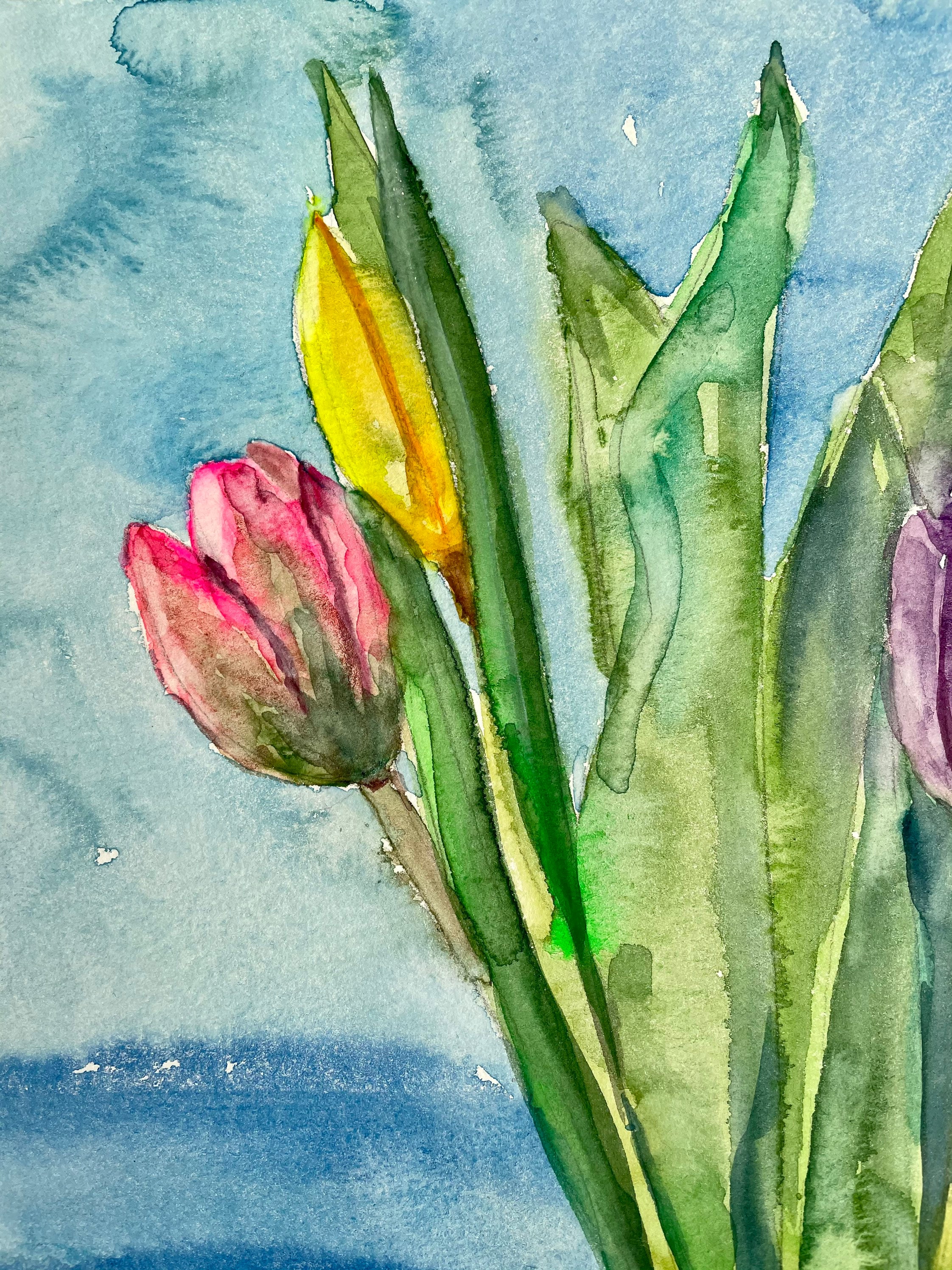 Tulips Original Watercolor Painting: Colorful Floral Wall Decor - Etsy