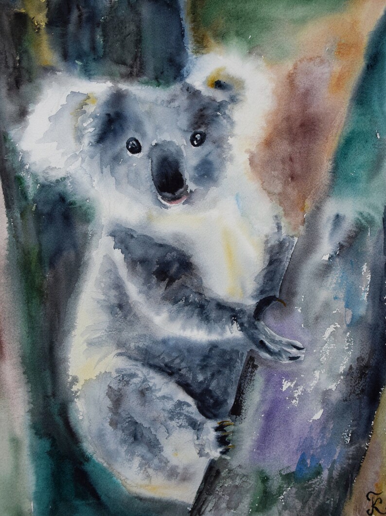 Koala painting Australia watercolor painting Koala print Etsy