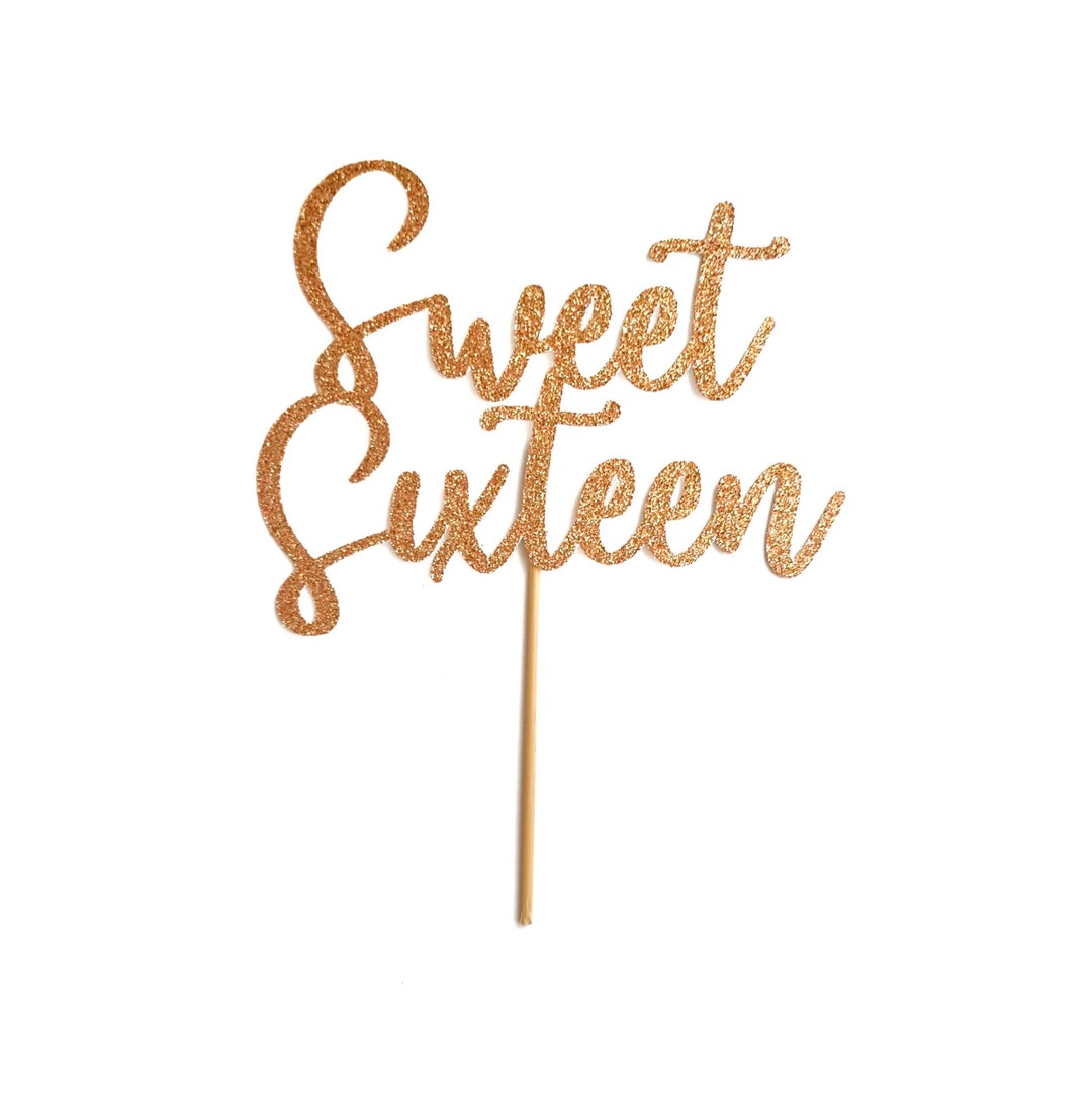 Sweet 16 Cake Topper 1 // Happy Birthday Glitter Etsy