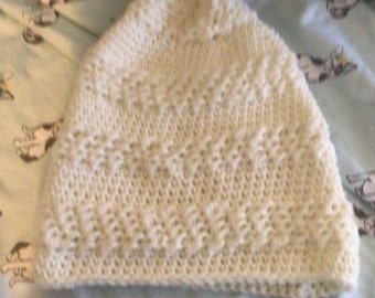 Reduced!!Hand crocheted winter hat in white
