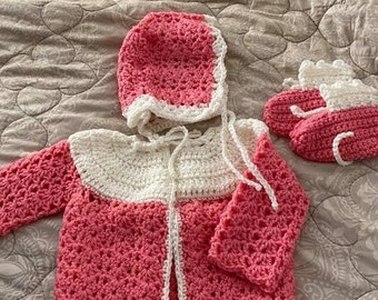 Reduced!!!Hand crocheted baby set