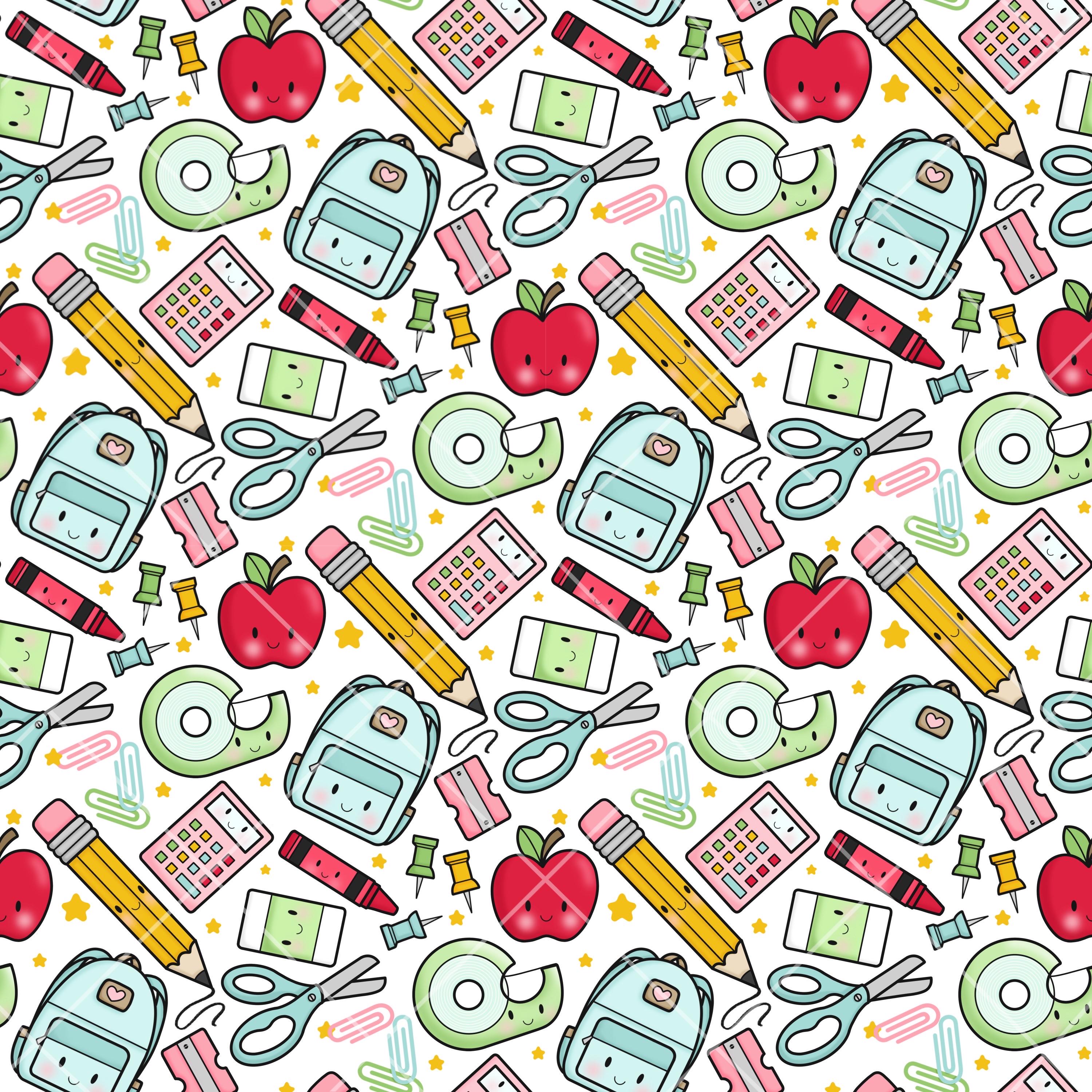 Repeating Pattern Scool Back to School Digital Seamless Pattern / School Supplies Repeating ...