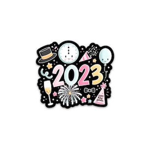 Autocollant 2023 / Autocollant imperméable / Autocollant en vinyle / Autocollant Happy New Year / NYE