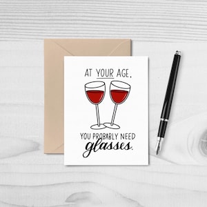 Wine Birthday Card / Wine Lover/ Wine Stationary / Food pun / pun card / Blank Card / Birthday Card / Notecard / Food theme / food card