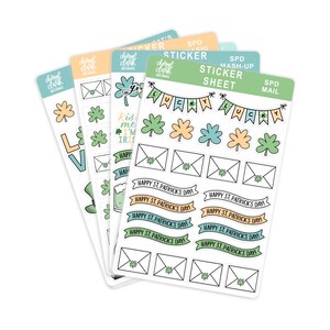 Lot d'autocollants Happy Mail pour la Saint-Patrick/Autocollants porte-bonheur/Autocollants de mars/Feuilles d'autocollants