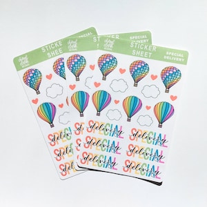 Stickers montgolfières / Stickers livraison spéciale / Stickers courrier Happy / Stickers Happy lumineux / Stickers agenda / Feuille d'autocollants