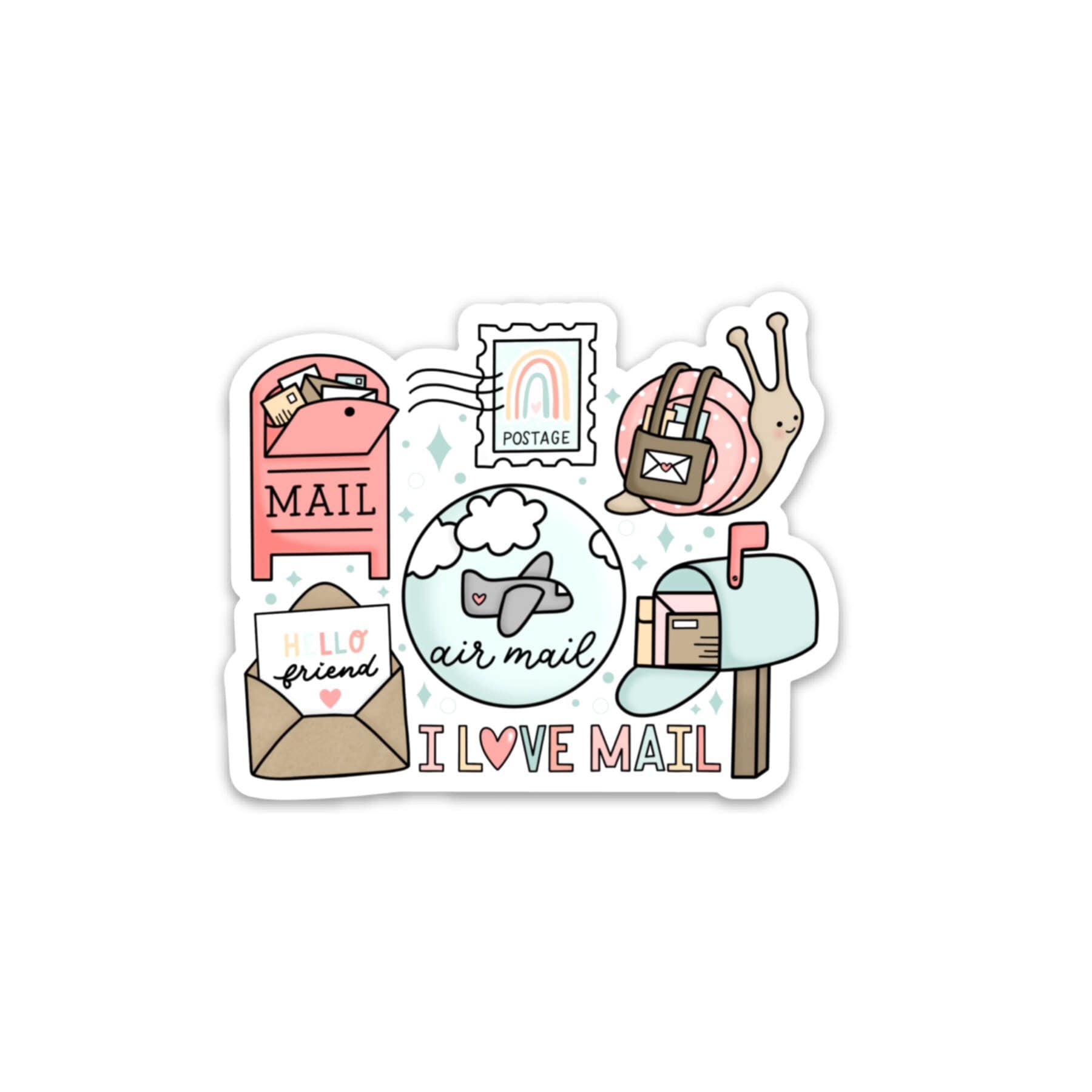 Happy Mail Waterproof Sticker / Snail Mail / Vinyl Sticker / Mailbox ...