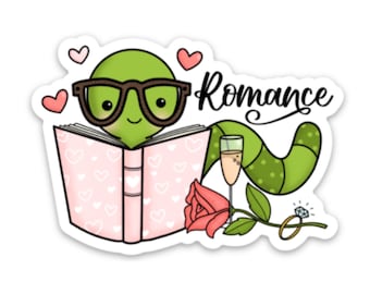 Bookworm Sticker / Romance Book Lover Sticker / Reading Sticker / Die Cut Sticker / Weatherproof Sticker / Waterproof