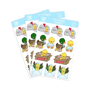 Stickers courrier joyeux canard / Stickers canard mignon / Stickers enveloppe / Stickers agenda / Stickers courrier / Feuille d'autocollants