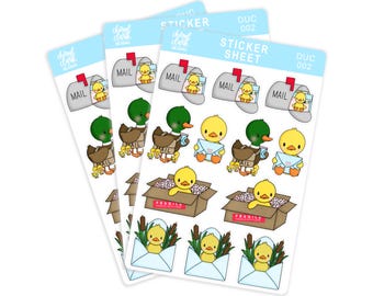 Duck Happy Mail Stickers / Cute Duck Stickers / Envelope Stickers / Planner Stickers / Mail Stickers / Sticker Sheet