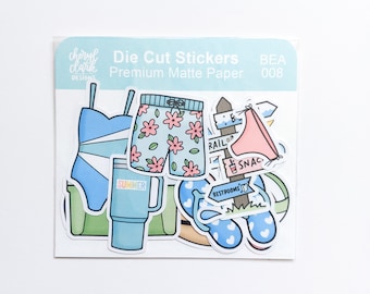 Beach Theme Sticker Pack / Summer Stickers / Planner Stickers / Ocean Theme Stickers /  / Die Cut Stickers /