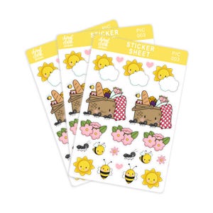 Stickers pique-nique / Thème estival / Feuille d'autocollants / Jolies fourmis / Stickers en papier / La vie est un pique-nique