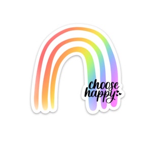 Choisissez un autocollant Happy/Autocollant imperméable/Autocollant en vinyle/Couleurs de l'arc-en-ciel