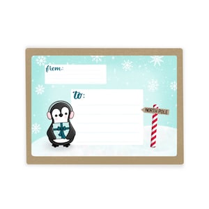 Etiquettes d'adresse pingouin / Pôle Nord / Lot d'enveloppes et d'autocollants / Happy Mail / Autocollants de courrier de Noël / Joints pour enveloppes / Étiquettes d'expédition